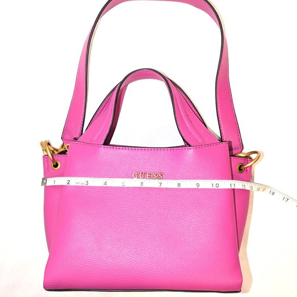 Guess | Zed Pebbled Small Girlfriend Carryall Purse in Fuchsia Pink | One Size - Picture 12 of 13